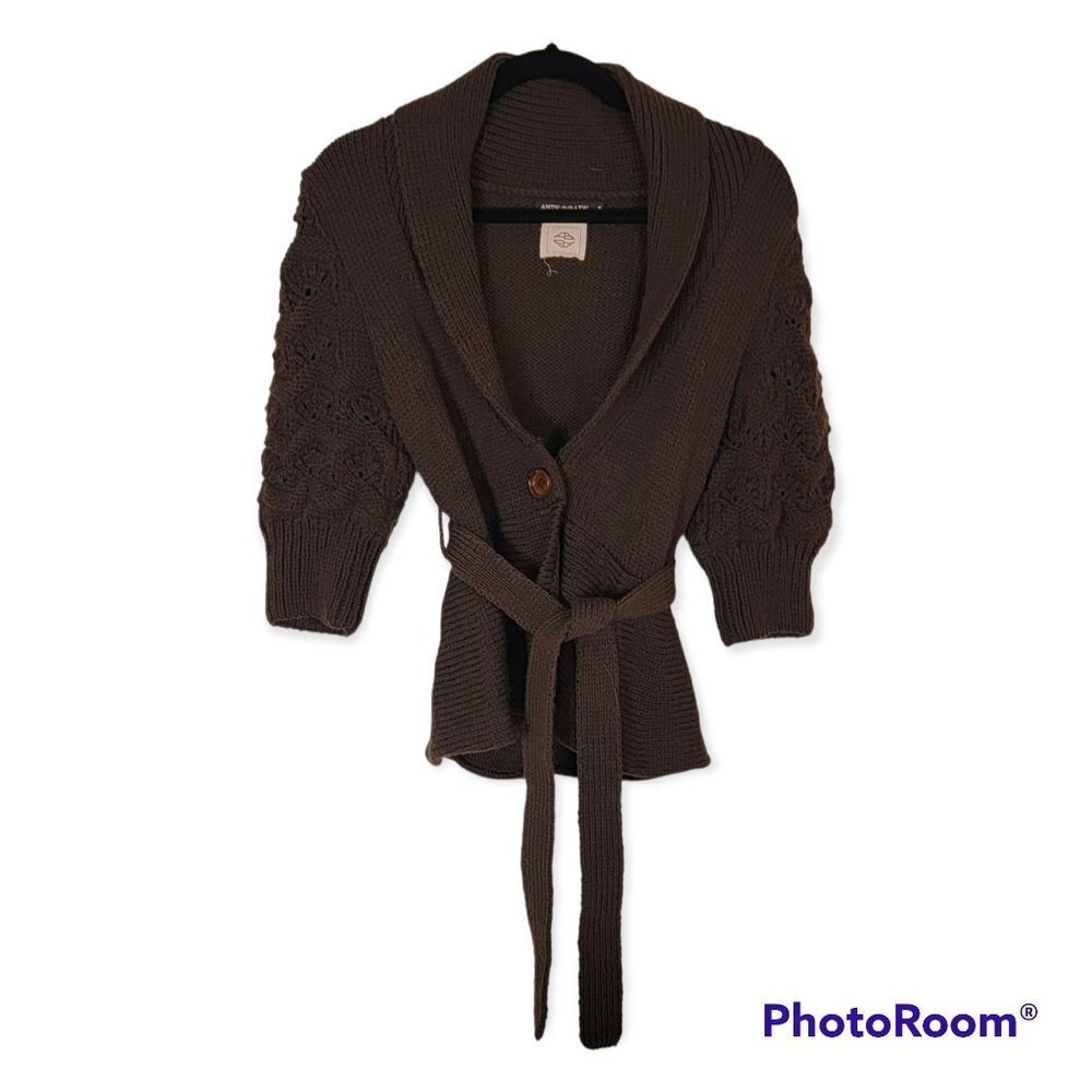 Antik Batik brown wool knit cardigan size S